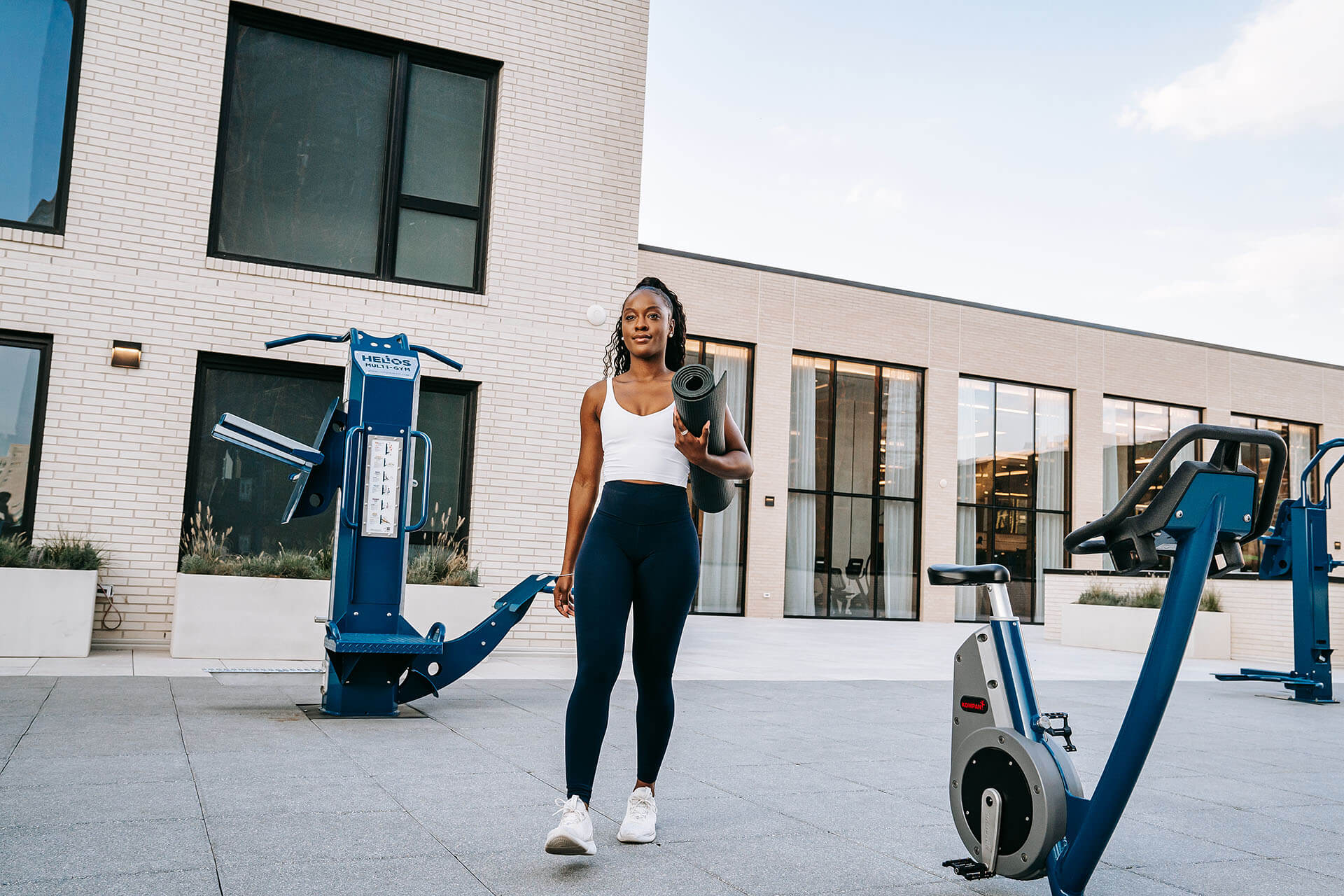 The outdoor fitness equipment in Piazza