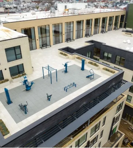 Outdoor-Fit gym equipment at the Piazza