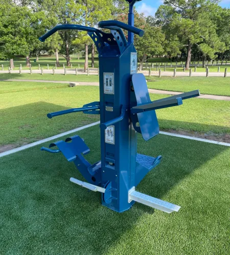 Helios Multigym installed in Chisholm Park outdoor fitness area in Hurst Texas